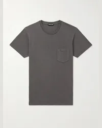 Tom Ford T-shirt slim-fit in jersey di cotone tinta a freddo Grigio