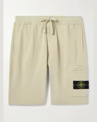 Stone Island Shorts a gamba dritta in jersey di cotone con logo applicato e coulisse Neutri