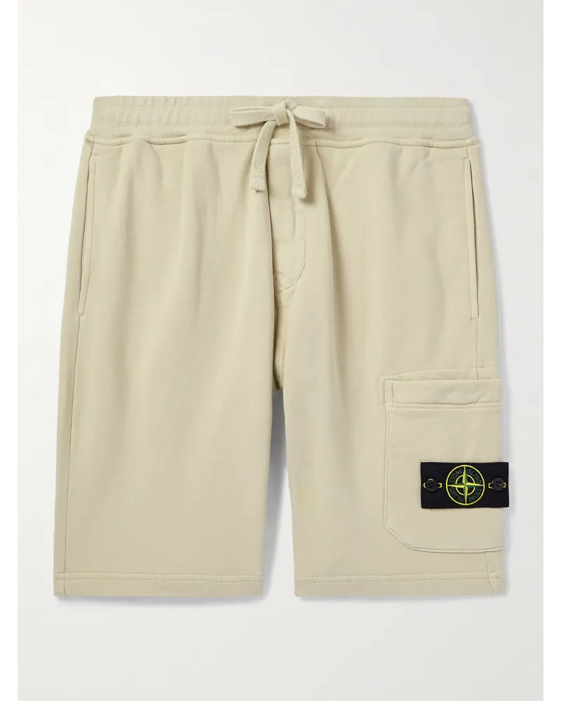 Stone Island Shorts a gamba dritta in jersey di cotone con logo applicato e coulisse Neutri
