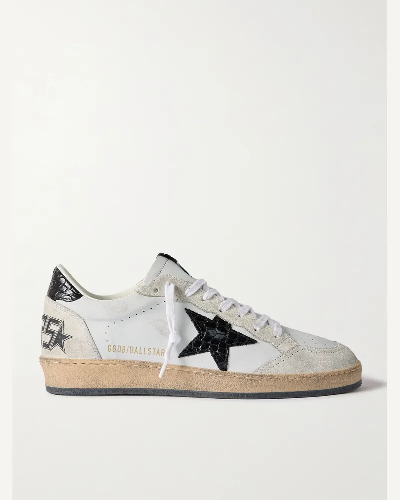 Golden Goose Sneakers in pelle con finiture in camoscio effetto consumato Ball Star Grigio