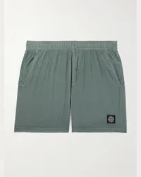 Stone Island Shorts da mare medi a gamba dritta in Nylon Metal con logo applicato Verde