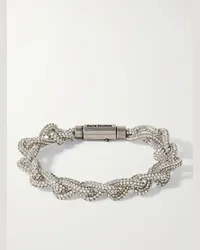 Acne Studios Bracciale in metallo argentato con cristalli Argento