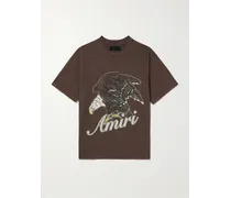 T-shirt in jersey di cotone con logo e glitter Eagle
