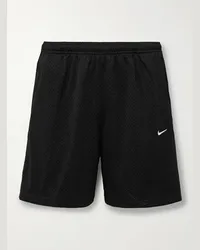 Nike Shorts a gamba dritta in mesh con logo ricamato Solo Swoosh Nero