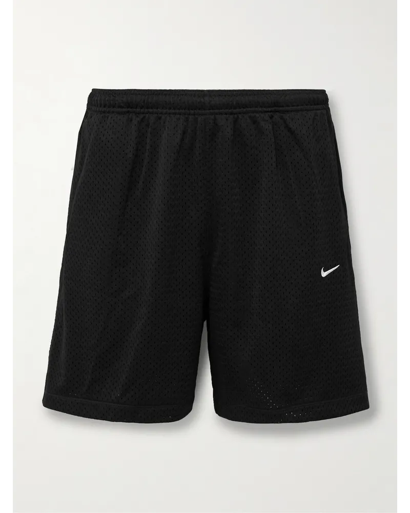 Nike Shorts a gamba dritta in mesh con logo ricamato Solo Swoosh Nero