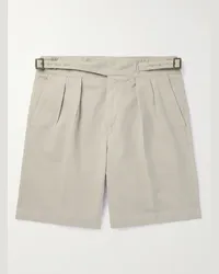 Rubinacci Shorts a gamba dritta in twill di cotone con pinces Neutri