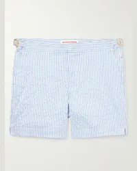 Orlebar Brown Shorts da mare medi slim-fit in seersucker a righe Bulldog Blu