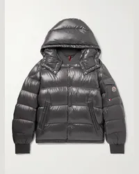 Moncler Piumino trapuntato slim-fit in nylon lucido con cappuccio Maljasset Grigio