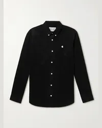 Carhartt WIP Camicia in velluto a coste di cotone con collo button-down e logo ricamato Madison Nero