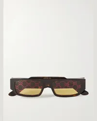 Gucci Occhiali da sole in acetato tartarugato con montatura rettangolare Tartarugato