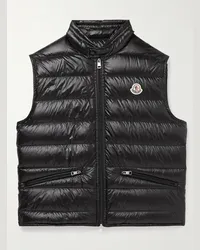 Moncler Piumino smanicato slim-fit in shell trapuntato con logo applicato Gui Nero