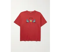 T-shirt in jersey di cotone con logo ricamato Twin Parakeet