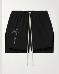 Rick Owens Champion Shorts a gamba dritta in jersey di cotone con logo ricamato Dolphin Nero