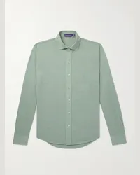 Ralph Lauren Camicia in cotone piqué con collo alla francese Blu