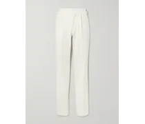 Pantaloni slim-fit a gamba dritta in twill di misto cotone con pinces