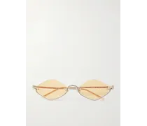 Occhiali da sole in metallo dorato con montatura rotonda