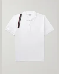 Alexander McQueen Polo in cotone piqué con dettaglio harness Bianco