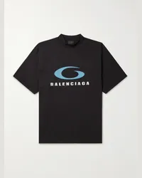 Balenciaga T-shirt oversize in jersey di cotone con logo Nero