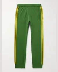 adidas Wales Bonner Pantaloni sportivi a gamba affusolata in cotone con logo ricamato e finiture crochet Verde