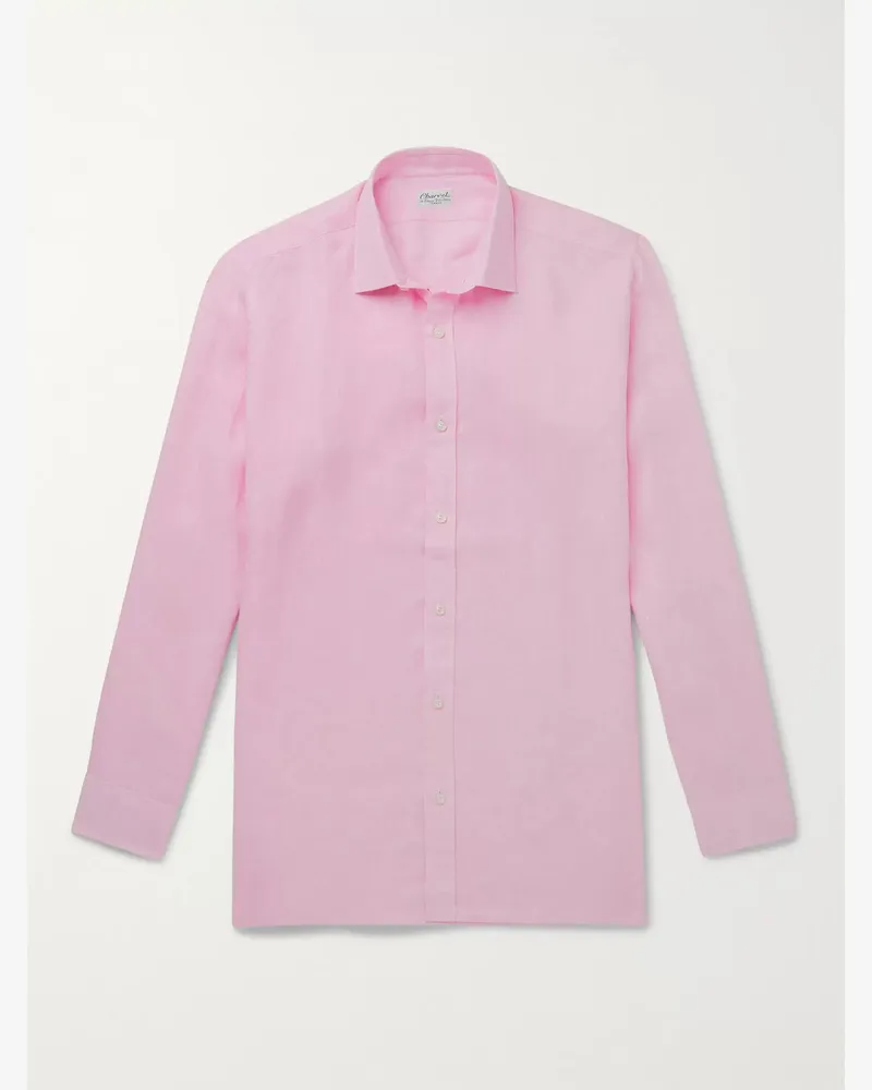 Charvet Camicia in lino Rosa