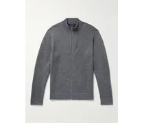 Cardigan slim-fit reversibile in lana con zip