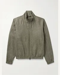 Loro Piana Bomber in lino Rain System Verde