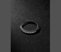 Orecchino singolo a cerchio in oro nero con diamanti Eternity, 9,5 mm