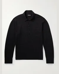 Tom Ford Polo in misto cotone e seta piqué Nero