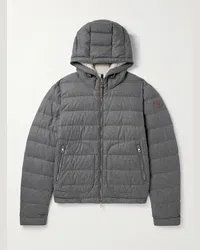 Moncler Piumino trapuntato in flanella con cappuccio e logo applicato Redessau Grigio