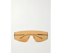 Occhiali da sole in metallo dorato con montatura D-frame