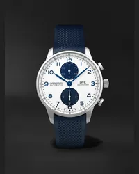 IWC Cronografo automatico 41 mm in acciaio inossidabile con cinturino in gomma Portugieser, N. IW371620 Blu