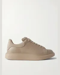 Alexander McQueen Sneakers in pelle con suola oversize e finiture in camoscio Neutri