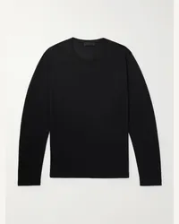 SAMAN AMEL Pullover slim-fit in misto cashmere e seta Grace Nero