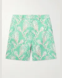 Valentino Garavani Shorts a gamba dritta in popeline di cotone stampato Metamorphos Blu