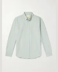 Portuguese Flannel Camicia in cotone Oxford a righe con collo button-down Belavista Verde