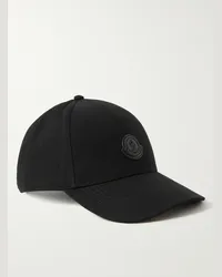 Moncler Berretto da baseball in gabardine di cotone con logo applicato Nero