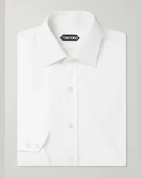 Tom Ford Camicia in popeline di cotone con collo alla francese Bianco