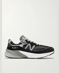 New Balance Sneakers in camoscio e mesh con finiture in pelle 990v6 Nero