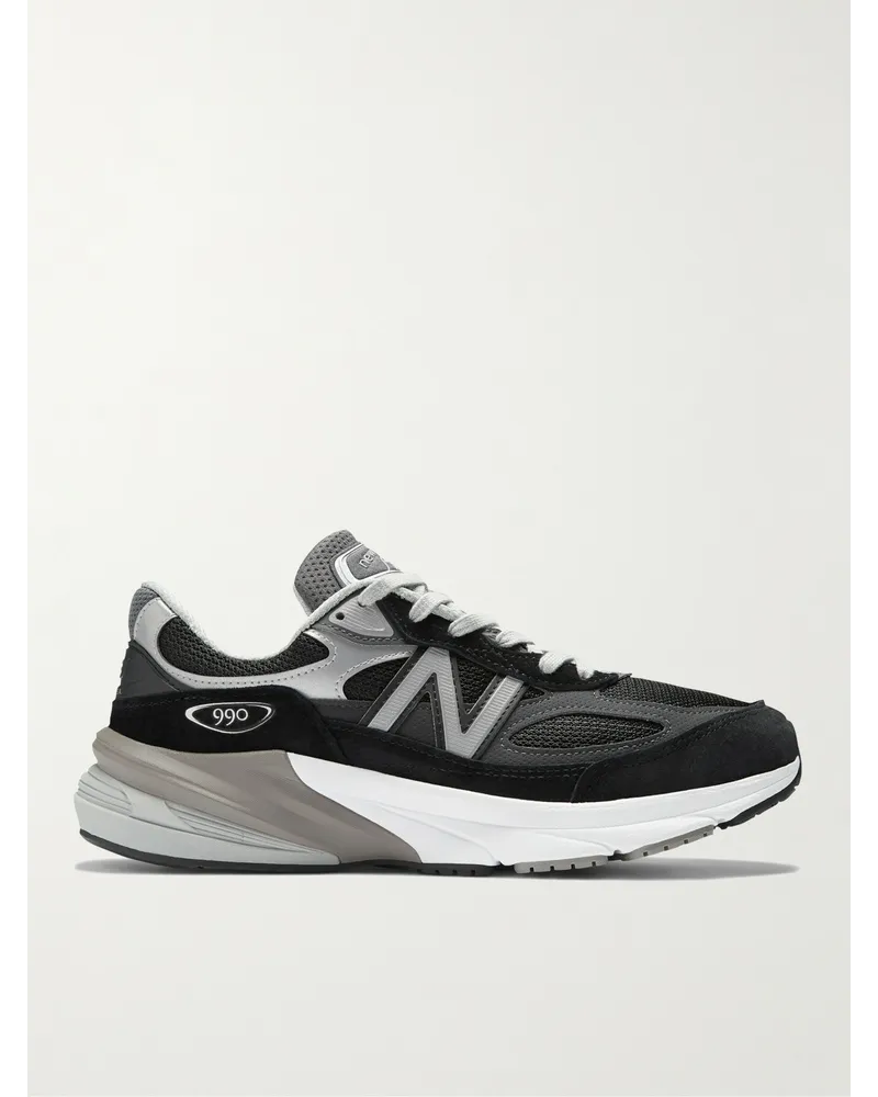 New Balance Sneakers in camoscio e mesh con finiture in pelle 990v6 Nero
