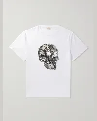 Alexander McQueen T-shirt in jersey di cotone con stampa Bianco