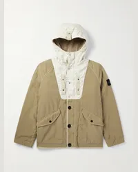 Stone Island Giacca in tela di nylon spalmata tinta in capo con logo applicato, cappuccio e finiture in shell Neutri