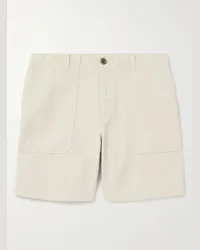 MR P. Shorts cargo a gamba dritta in misto cotone e lino Neutri