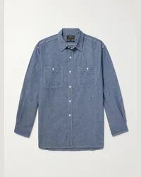 Beams Plus Camicia in chambray di cotone Blu