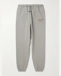 Fear of God Pantaloni sportivi a gamba affusolata in jersey di misto cotone con logo applicato Grigio