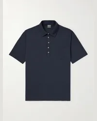 Massimo Alba Polo in misto cotone e cashmere piqué Wembley Blu