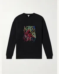 Loewe Felpa in jersey di cotone con logo ricamato Nero