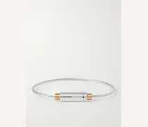 Bracciale cable in argento sterling spazzolato e oro 18 carati 9G