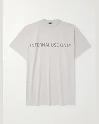 Balenciaga T-shirt oversize in jersey di cotone effetto consumato con logo Ring Neutri