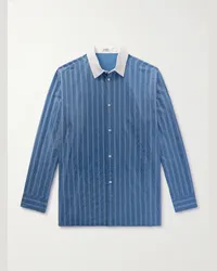 Loewe Camicia in popeline di cotone con cristalli Blu