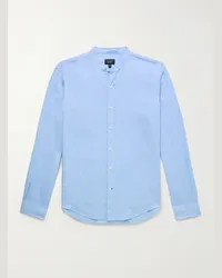 Club Monaco Camicia in lino con collo alla coreana Blu